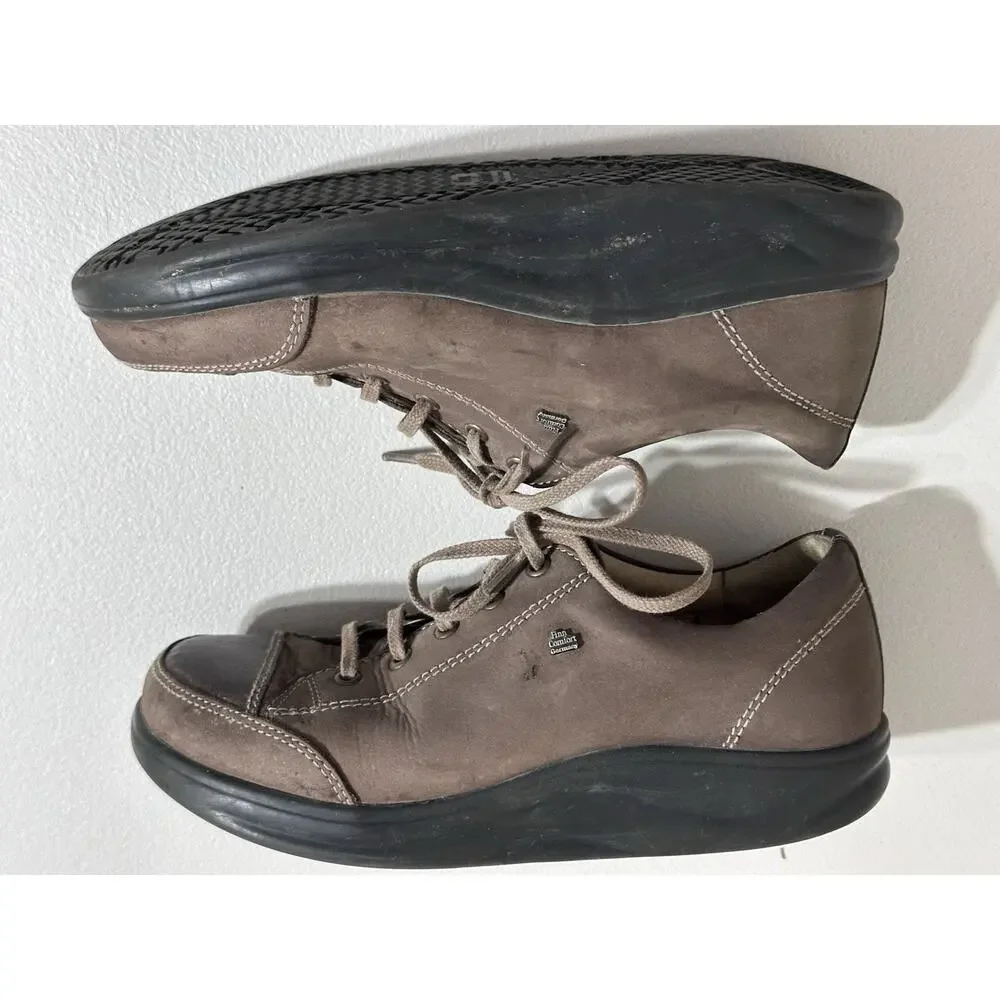 WOMEN'S FINN COMFORT LACE UP BROWN LEATHER SHOES MADE IN GERMANY SZ 4.5 US 6.5-7